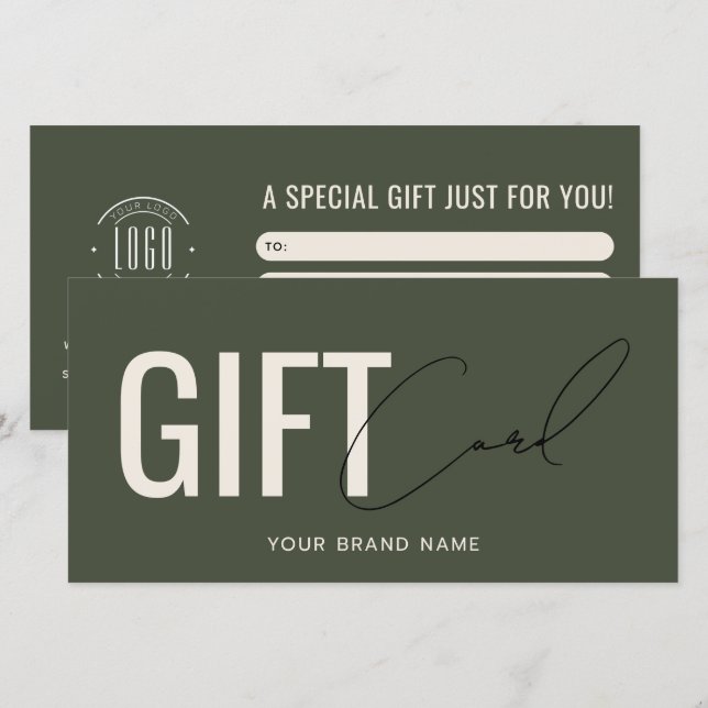 Modern logo professional green gift card (Front/Back)
