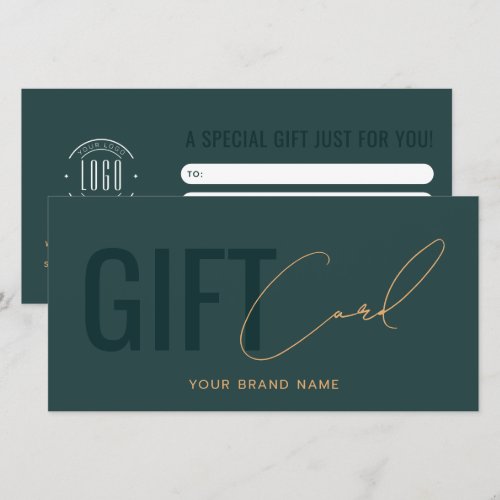 Modern logo professional green gift card