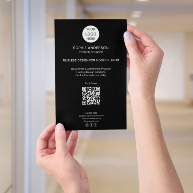Modern Logo QR Black Professional Business Flyer (Modern Logo QR Black Professional Business Flyer)