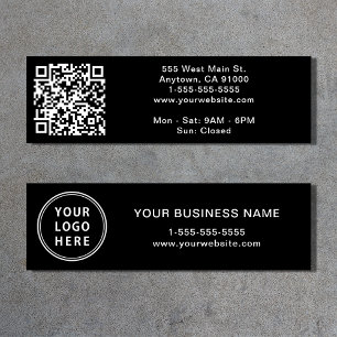 Modern Logo QR Code Black Mini Business Card