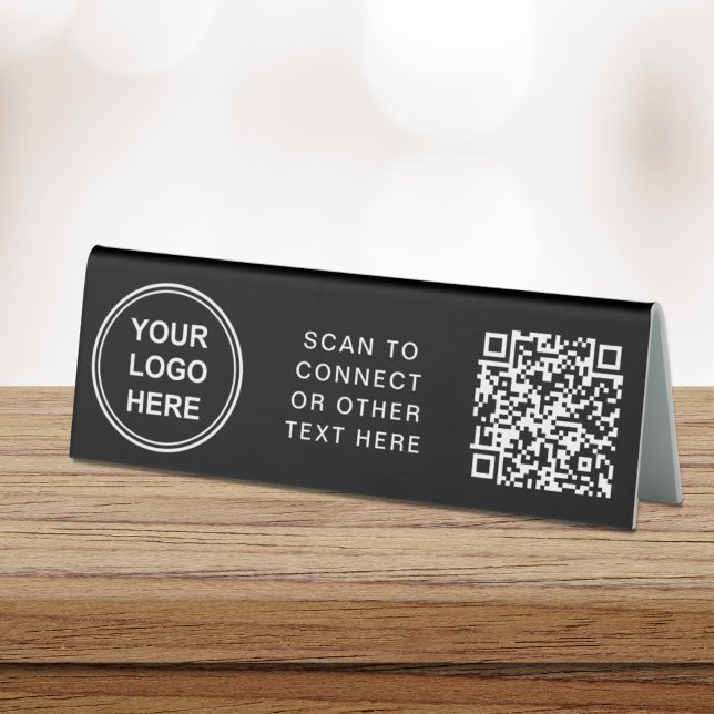 Modern Logo QR Code Black Table Tent (Creator Uploaded)