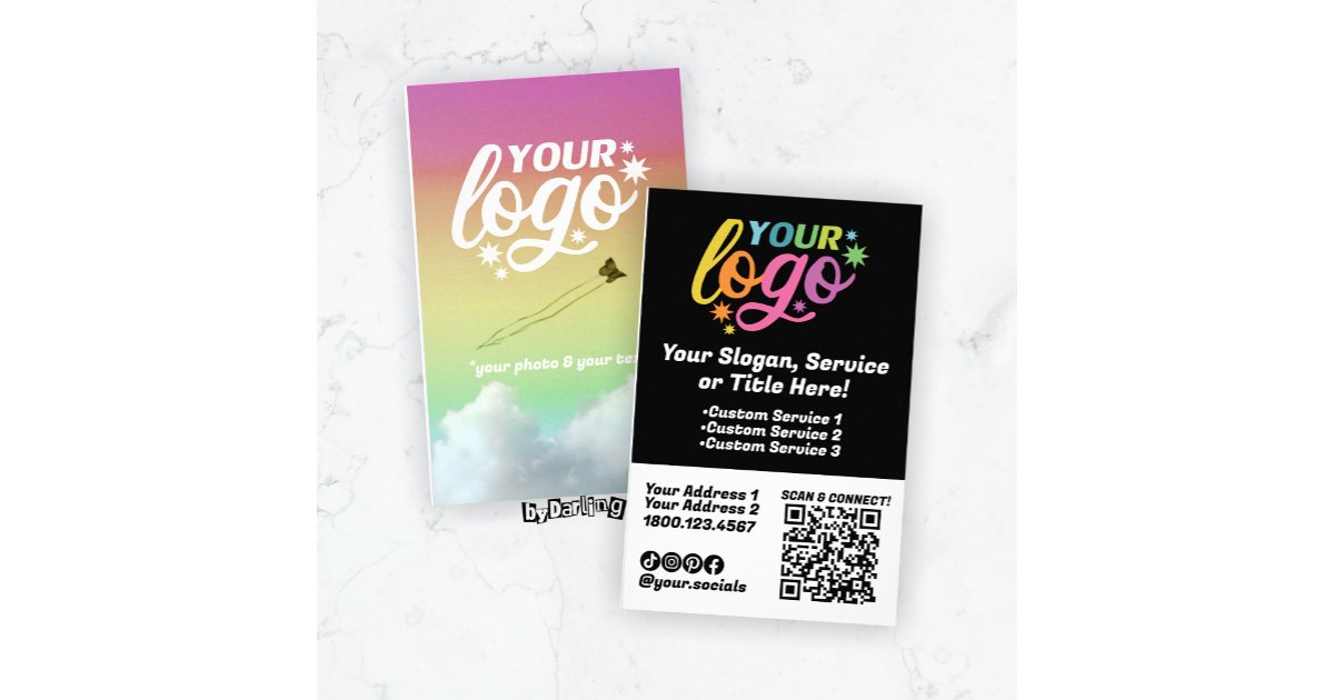 Qr Code Raimbow Modern Logo QR Code Black White Rainbow Photo Flyer | Zazzle