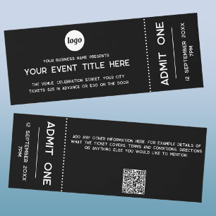 Modern Logo QR Code Event Admission Ticket