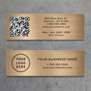 Modern Logo QR Code Gold Mini Business Card