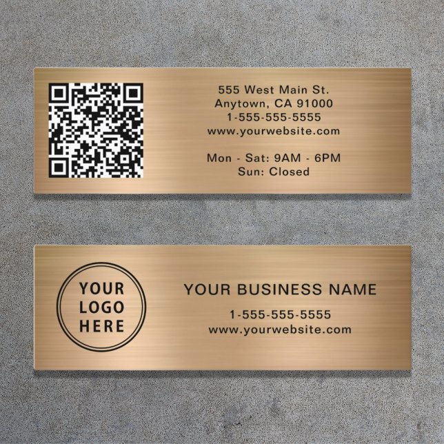 Modern Logo QR Code Gold Mini Business Card (Creator Uploaded)