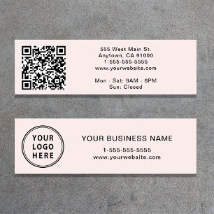 Modern Logo QR Code Pink Mini Business Card