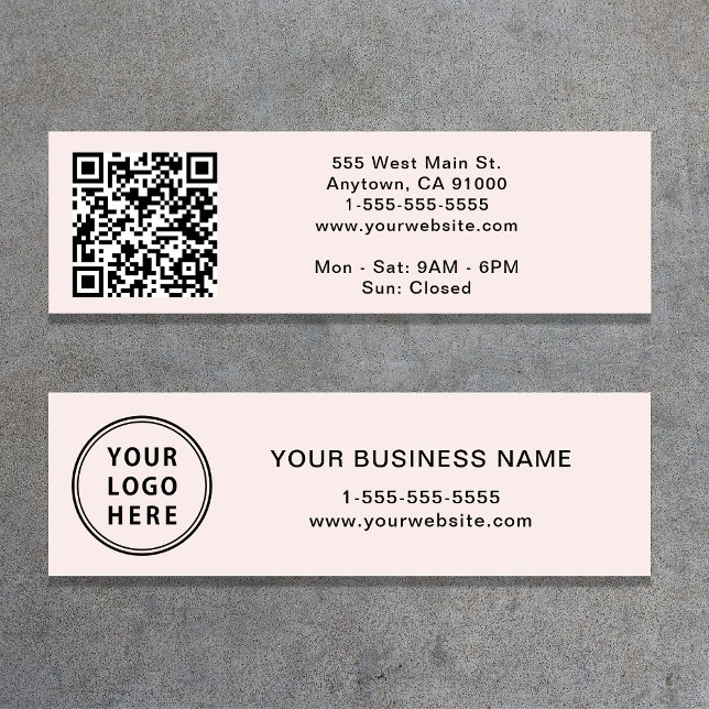 Modern Logo QR Code Pink Mini Business Card (Creator Uploaded)