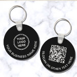 Modern Logo QR Code Promotional Black Keychain<br><div class="desc">Modern promotional keychain for your business or organization. Add your logo and QR code and a line of customized text on each side,  such as your company name,  slogan,  thank you,  etc.,  in simple white typography.</div>