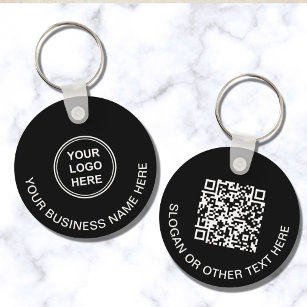 Modern Logo QR Code Promotional Black Keychain