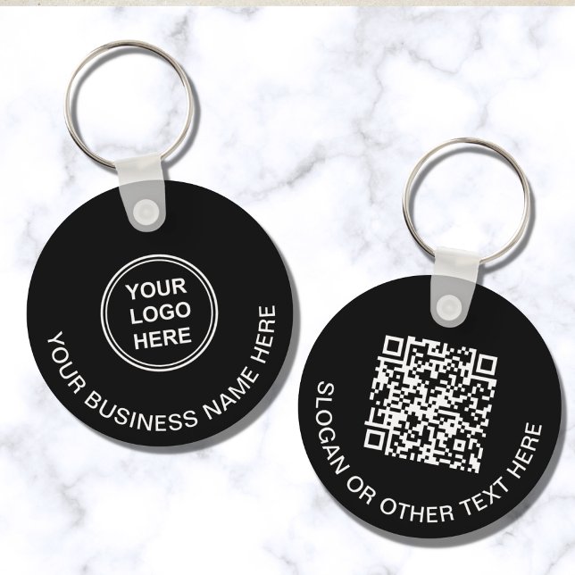 Modern Logo QR Code Promotional Black Keychain (Creator Uploaded)