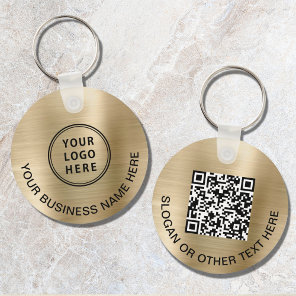 Modern Logo QR Code Promotional Gold Keychain