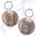 Modern Logo QR Code Promotional Rose Gold Keychain<br><div class="desc">Modern simple promotional keychain for your business or organization with a brushed rose gold faux metal background. Add your logo and QR code and a line of customized text on each side,  such as your company name,  slogan,  thank you,  etc.</div>