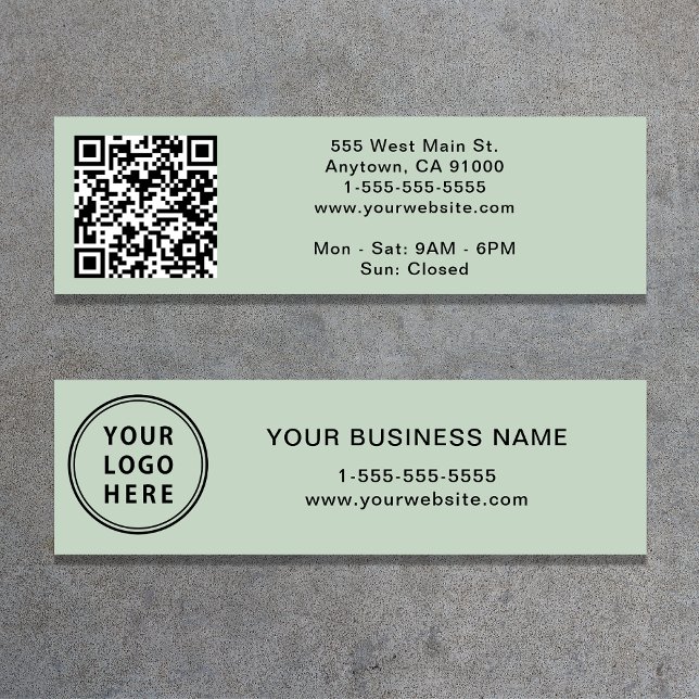 Modern Logo QR Code Sage Mini Business Card (Creator Uploaded)