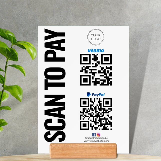 Modern Logo QR Code Scan to Pay Venmo PayPal Holder (Creator Uploaded)