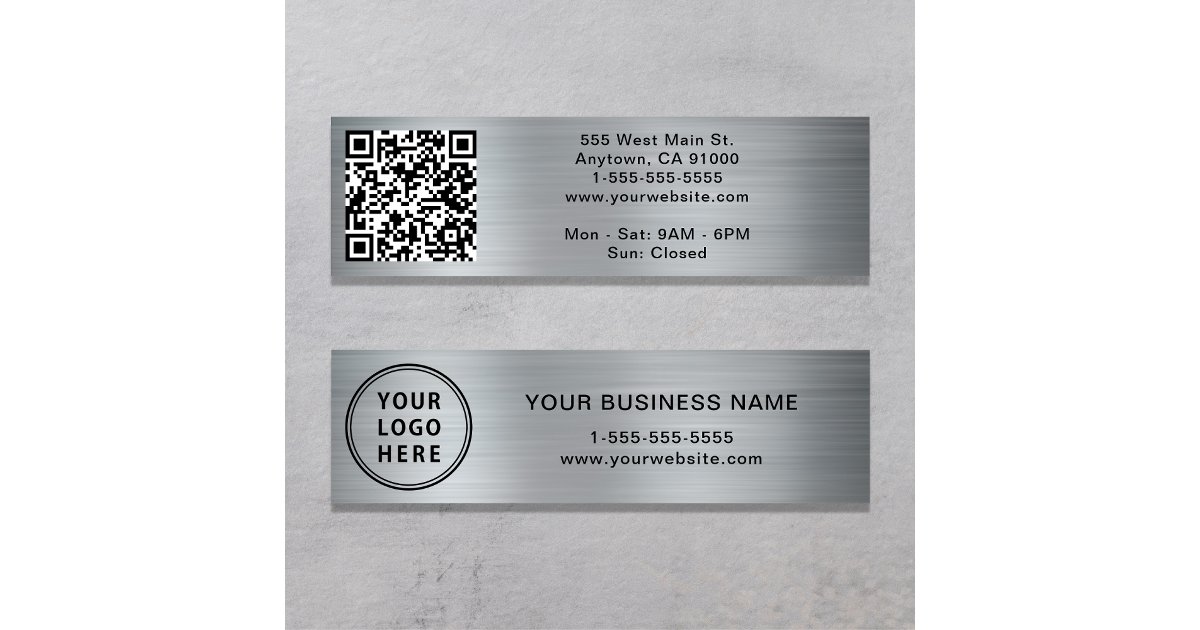 Silver Qr Code Logo Modern Logo QR Code Silver Mini Business Card | Zazzle