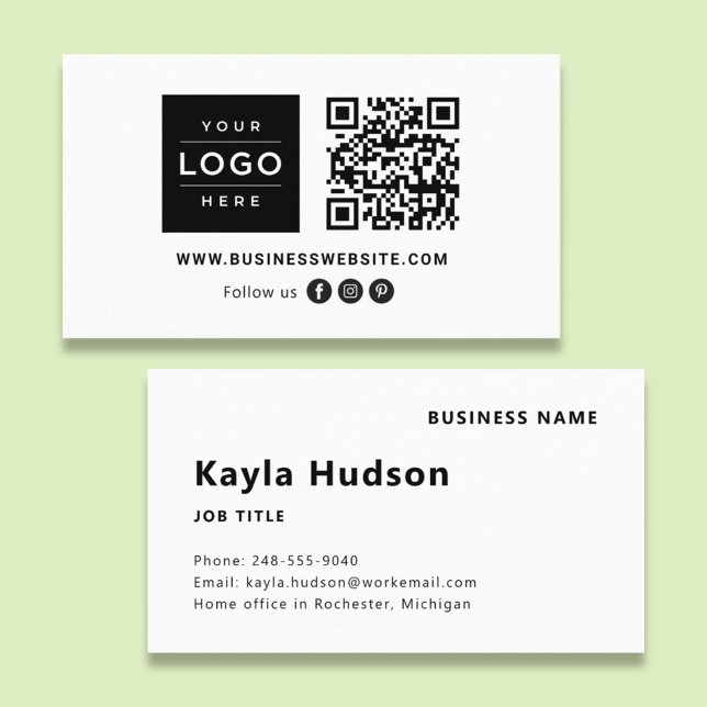 Modern Logo QR Code Social Media Business Card (Creator Uploaded)