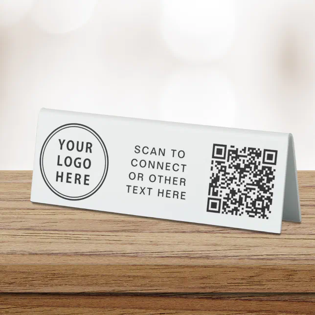 Modern Logo QR Code Table Tent Sign | Zazzle