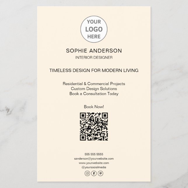 Modern Logo QR Minimal Professional Business Flyer (Front)