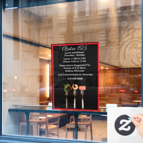 Modern Logo Restaurant Business Storefront  Window Cling