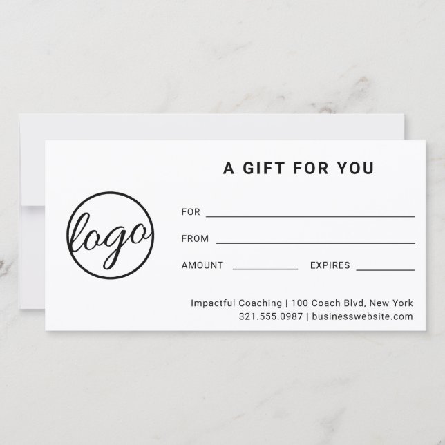 Modern Logo Simple Business Gift Certificate (Front)