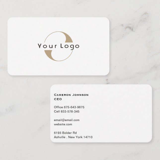 Modern Logo Simple Clean Minimal Company White Bus Business Card (Front/Back)