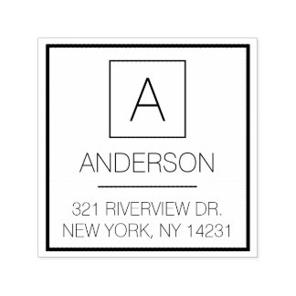 Modern Logo Simple Monogram Name Return Address Self-inking Stamp
