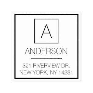 Modern Logo Simple Monogram Name Return Address Self-inking Stamp
