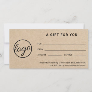 Modern Logo Simple Rustic Gift Certificate