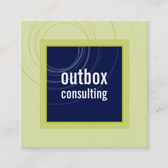 MODERN LOGO smart square icon monogram navy green Square Business Card (Front)