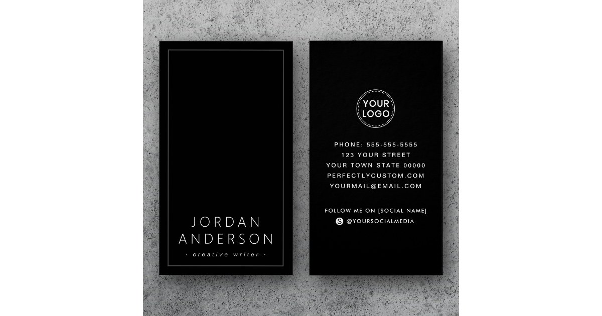 Modern logo social media black business cards | Zazzle