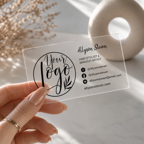 Modern Logo Social Media Contact Clear Business Cards