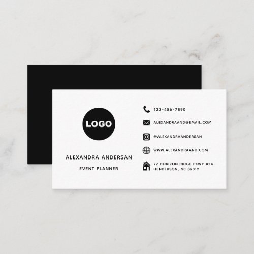 Modern Logo Social Media Icons Black  White Business Card