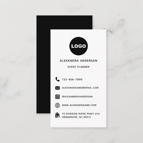 Modern Logo Social Media Icons Black  White Business Card