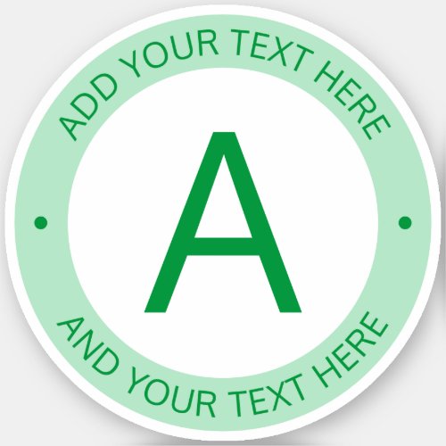 Modern Logo Style Monogram  Green Sticker