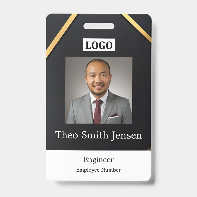 Modern Logo Template Employee Photo ID Badge (Front)