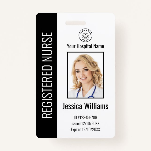 Modern Logo Template Employee Photo Name Nurse ID Badge (Front)