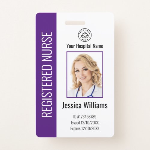 Modern Logo Template Employee Photo Name Nurse ID Badge