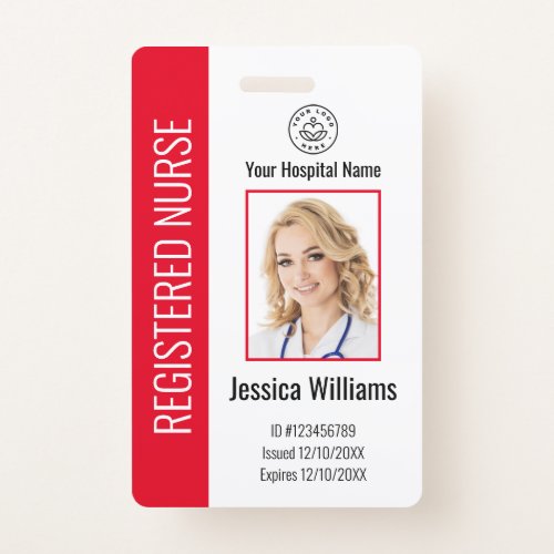 Modern Logo Template Employee Photo Name Nurse ID  Badge