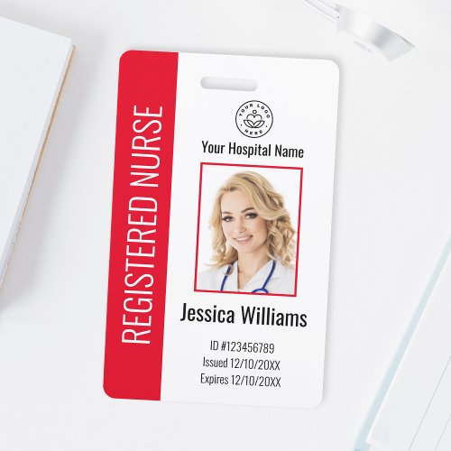 Modern Logo Template Employee Photo Name Nurse ID  Badge