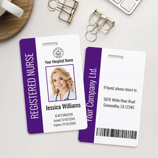 Modern Logo Template Employee Photo Name Nurse ID Badge (Creator Uploaded)
