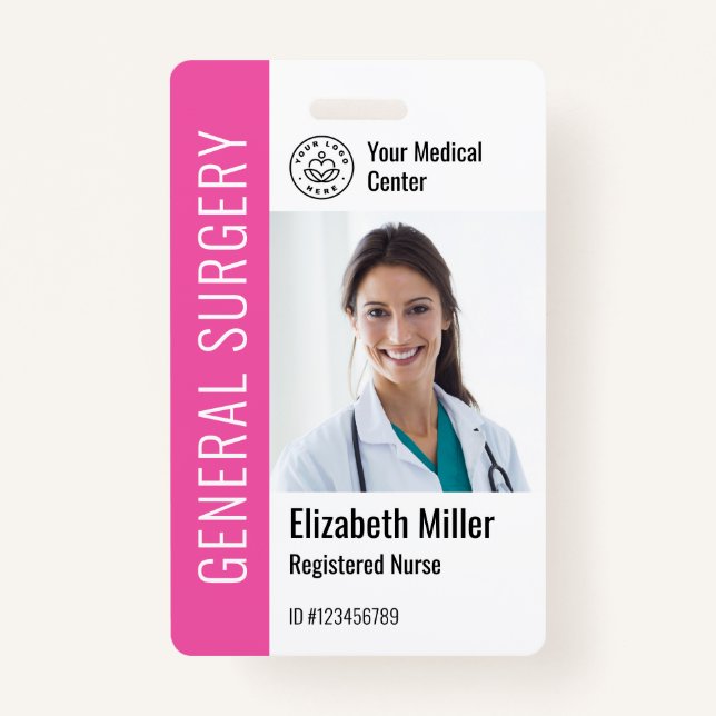 Modern Logo Template Employee Photo Name Nurse ID Badge (Front)