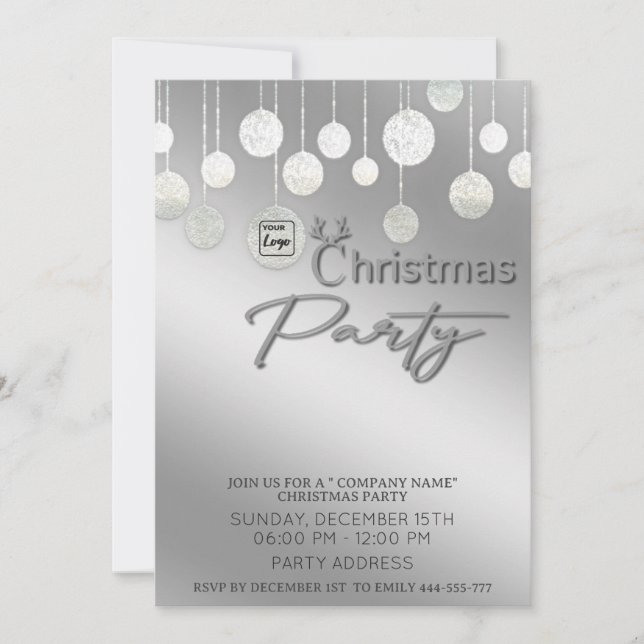 Modern logo typography corporate Christmas party Invitation (Front)