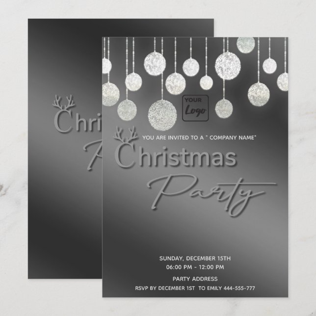 Modern logo typography corporate Christmas party Invitation (Front/Back)