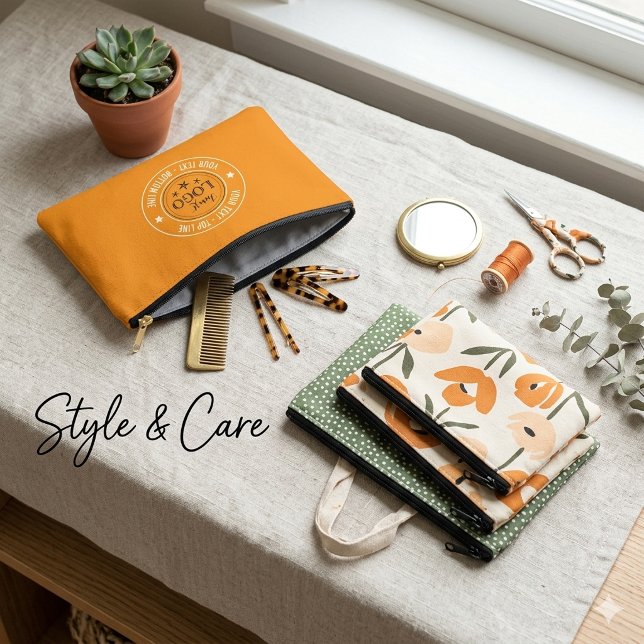 Modern Logo with Custom Text Orange Accessory Pouch (Modern Logo with Custom Text Orange Accessory Pouch)
