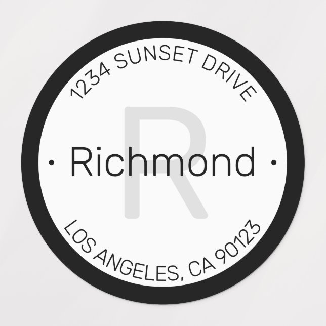 Modern look | Black Grey Address Waterproof Labels (Design 1)