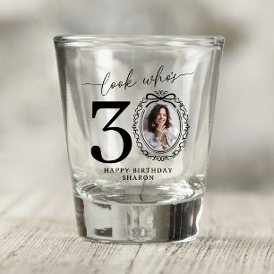 Modern Look Who's 30 Personalized Photo Shot Glass