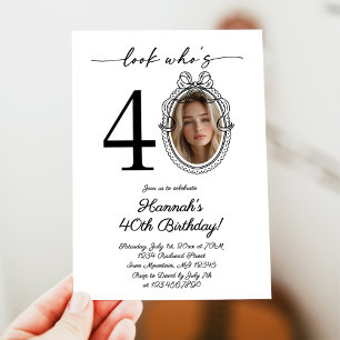 Modern Look Who's 40 Photo Adult Birthday Invitation