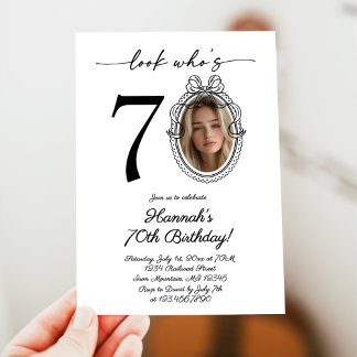 Modern Look Who's 70 Photo Adult Birthday Invitation