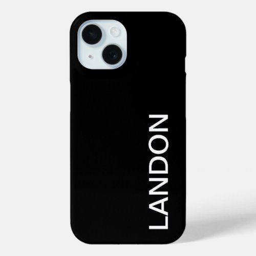 Modern Looking Bold Black White Text iPhone 15 Case