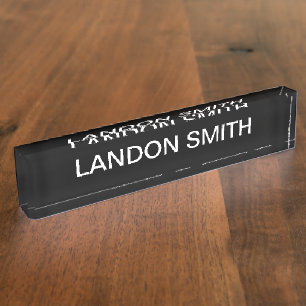 Modern Looking Bold Black White Text Desk Name Plate